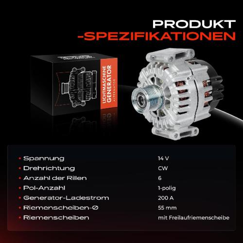 1x Lichtmaschine Generator für Mercedes-Benz Sprinter 3,5-T 4,6-T B906 2.1L Bild 1x Lichtmaschine Generator für Mercedes-Benz Sprinter 3,5-T 4,6-T B906 2.1L