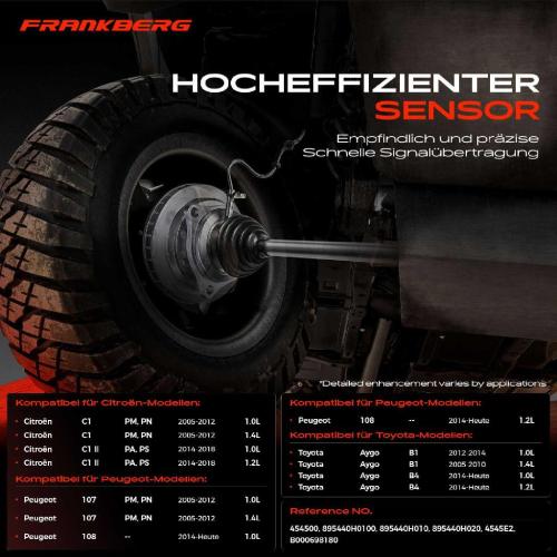 Frankberg 2x ABS Sensor Hinterachse beidseitig für Citroën C1 II Peugeot 107 108 Toyota Aygo 1.0L 1.4L 1.2L Bj ab 2005 Bild Frankberg 2x ABS Sensor Hinterachse beidseitig für Citroën C1 II Peugeot 107 108 Toyota Aygo 1.0L 1.4L 1.2L Bj ab 2005