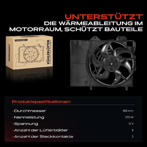 Frankberg 1x Motorkühller Einfachlüfter mit Kühlerlüfterrahmen Citroën C2 C3 C4 DS3 Opel Peugeot 207 208 Bild Frankberg 1x Motorkühller Einfachlüfter mit Kühlerlüfterrahmen Citroën C2 C3 C4 DS3 Opel Peugeot 207 208