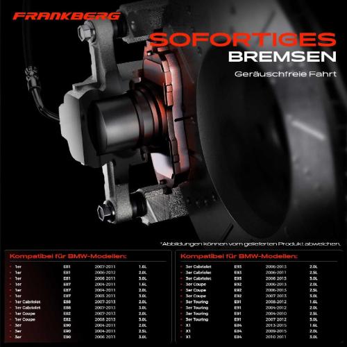 4x Bremsbeläge Hinterachse für BMW 1er Cabriolet Coupe E81 E87 E88 E82 E90 E93 E92 E91 E84 Bild 4x Bremsbeläge Hinterachse für BMW 1er Cabriolet Coupe E81 E87 E88 E82 E90 E93 E92 E91 E84