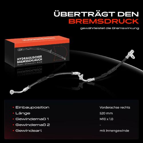 1x Bremsschlauch Bremsschläuche Vorderachse Rechts für Mazda 6 Hatchback GG GY 2.0L-2.3L Bild 1x Bremsschlauch Bremsschläuche Vorderachse Rechts für Mazda 6 Hatchback GG GY 2.0L-2.3L