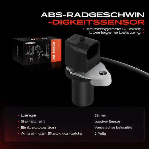1x ABS Sensor Vorderachse beidseitig für Chevrolet Rezzo MPV Daewoo 1.6L 2.0L 1.8L 2000-2009 Bild 1x ABS Sensor Vorderachse beidseitig für Chevrolet Rezzo MPV Daewoo 1.6L 2.0L 1.8L 2000-2009