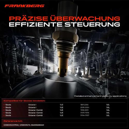 Frankberg 1x Lambdasonde Regelsonde Vor Katalysator für Skoda Octavia I Combi 1U2 1U5 1.6L 1996-2007 Bild Frankberg 1x Lambdasonde Regelsonde Vor Katalysator für Skoda Octavia I Combi 1U2 1U5 1.6L 1996-2007