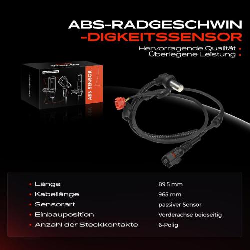1x ABS Sensor Vorderachse beidseitig für VW Passat Variant Audi A4 Avant Skoda Superb I 1994-2008 Bild 1x ABS Sensor Vorderachse beidseitig für VW Passat Variant Audi A4 Avant Skoda Superb I 1994-2008