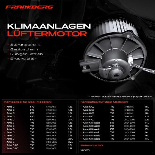 Frankberg 1x Gebläsemotor Innenraumgebläse für Opel Astra G F67 T98 F08 F48 F07 F70 Bild Frankberg 1x Gebläsemotor Innenraumgebläse für Opel Astra G F67 T98 F08 F48 F07 F70