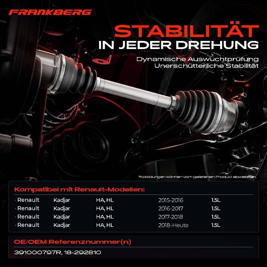 1x Antriebswelle Vorderachse Rechts für Renault Kadjar HA HL 1.5L Bj ab 2015
