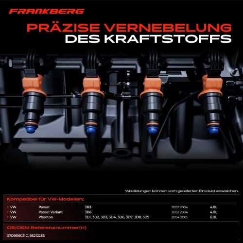 Frankberg 4x Einspritzventil Einspritzdüse für VW Passat 3B Phaeton 4.0L 6.0L 2002-2004 Bild Frankberg 4x Einspritzventil Einspritzdüse für VW Passat 3B Phaeton 4.0L 6.0L 2002-2004