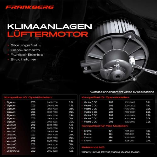 Frankberg 1x Gebläsemotor Innenraumgebläse für Fiat Croma 2005-2011 Opel Signum Vectra C 2002-2009 Bild Frankberg 1x Gebläsemotor Innenraumgebläse für Fiat Croma 2005-2011 Opel Signum Vectra C 2002-2009
