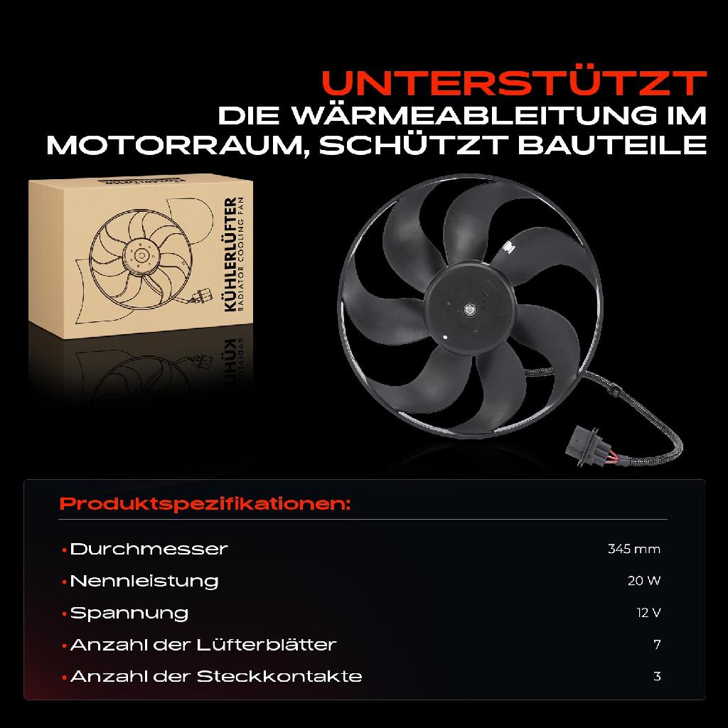 1x Motorkühller Einfachlüfter ohne Kühlerlüfterrahmen VW Golf IV 1J Polo Audi A3 8L TT Seat