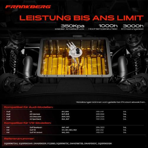 Frankberg 1x Kraftstoffpumpe für VW Golf Sportsvan VII Variant Audi A3 Cabriolet Limousine Sportback 1.4L 2012-2021 Bild Frankberg 1x Kraftstoffpumpe für VW Golf Sportsvan VII Variant Audi A3 Cabriolet Limousine Sportback 1.4L 2012-2021