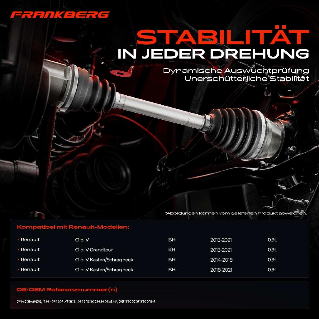 1x Antriebswelle Vorderachse Rechts für Renault Clio IV BH KH 2013-2021 0.9L