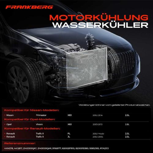 Frankberg 1x Kühler Wasserkühler Motorkühler für Nissan Primastar X83 Opel F7 Renault FL Bild Frankberg 1x Kühler Wasserkühler Motorkühler für Nissan Primastar X83 Opel F7 Renault FL