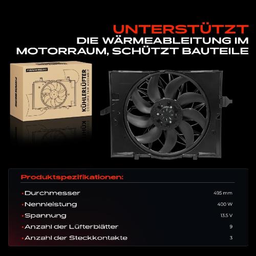 Frankberg 1x Motorkühller Einfachlüfter mit Kühlerlüfterrahmen BMW 5er E60 520 525 530 5er Touring E61 525i Bild Frankberg 1x Motorkühller Einfachlüfter mit Kühlerlüfterrahmen BMW 5er E60 520 525 530 5er Touring E61 525i