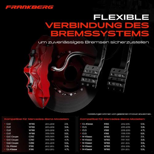 Frankberg 1x Bremsschlauch Bremsschl uche Vorderachse Links oder Rechts f r Mercedes-Benz W166 ML 350 X166 Bild Frankberg 1x Bremsschlauch Bremsschl uche Vorderachse Links oder Rechts f r Mercedes-Benz W166 ML 350 X166