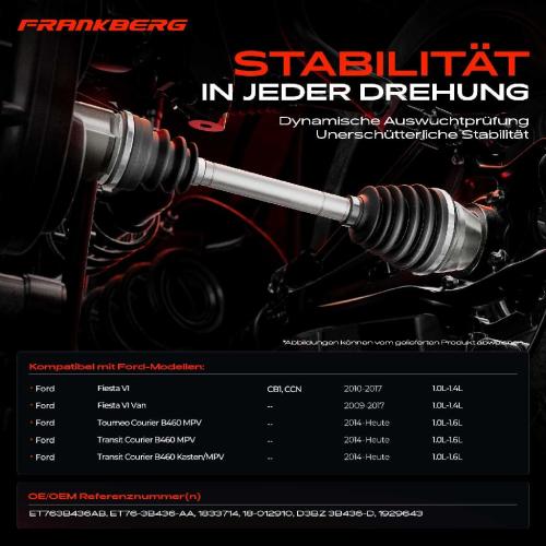 1x Antriebswelle Vorderachse Rechts für Ford Fiesta VI CB1 Tourneo Transit Courier B460 MPV Bild 1x Antriebswelle Vorderachse Rechts für Ford Fiesta VI CB1 Tourneo Transit Courier B460 MPV