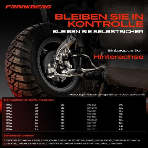 Frankberg 1x Querlenker Satz Hinterachse für BMW 5er Touring E39 2.0L 2.2L 2.5L 2.8L 2.9L 3.0L 3.5L 1995-2004 Bild Frankberg 1x Querlenker Satz Hinterachse für BMW 5er Touring E39 2.0L 2.2L 2.5L 2.8L 2.9L 3.0L 3.5L 1995-2004