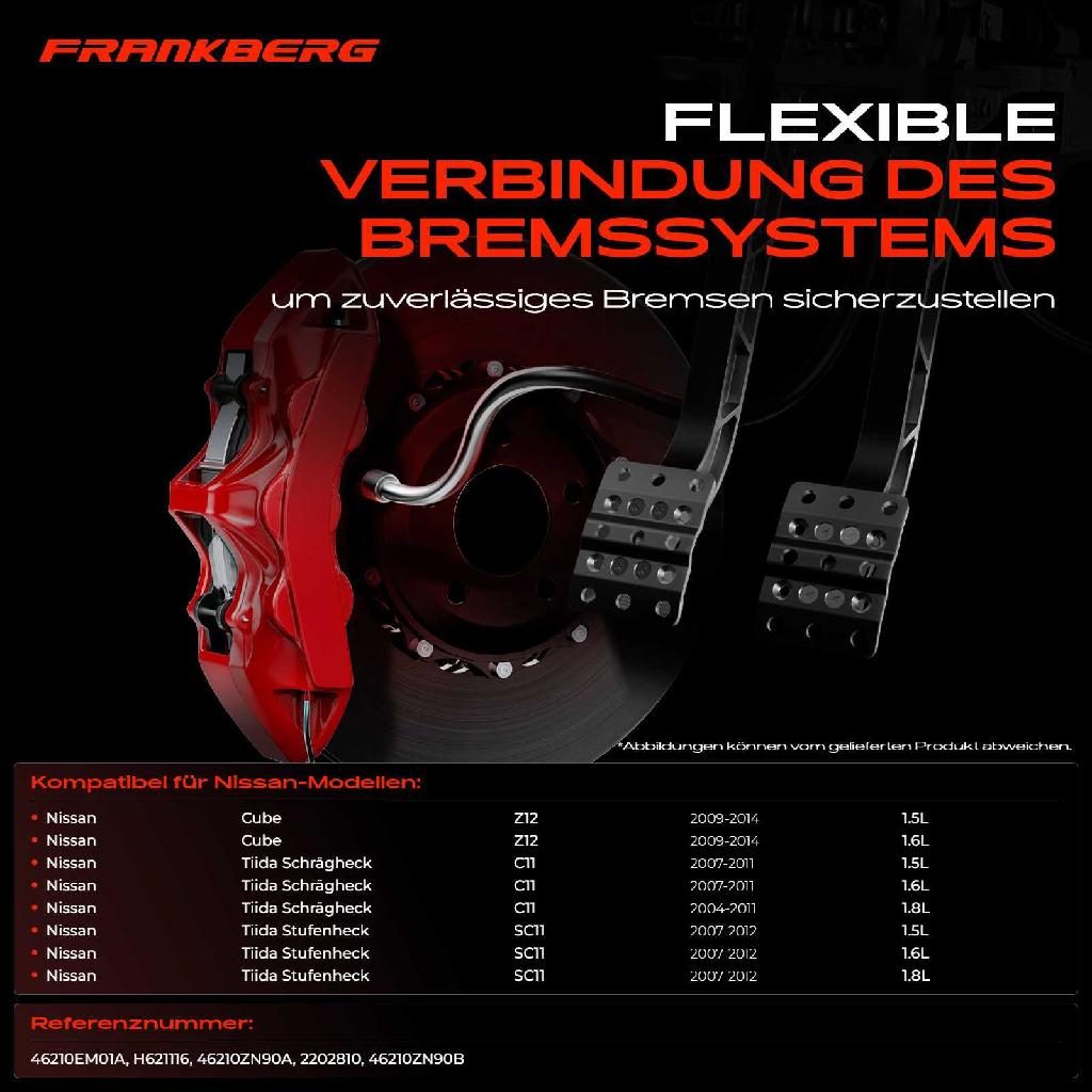 1x Bremsschlauch Bremsschläuche Vorderachse Rechts für Nissan Cube Z12 Tiida C11 2007-2014