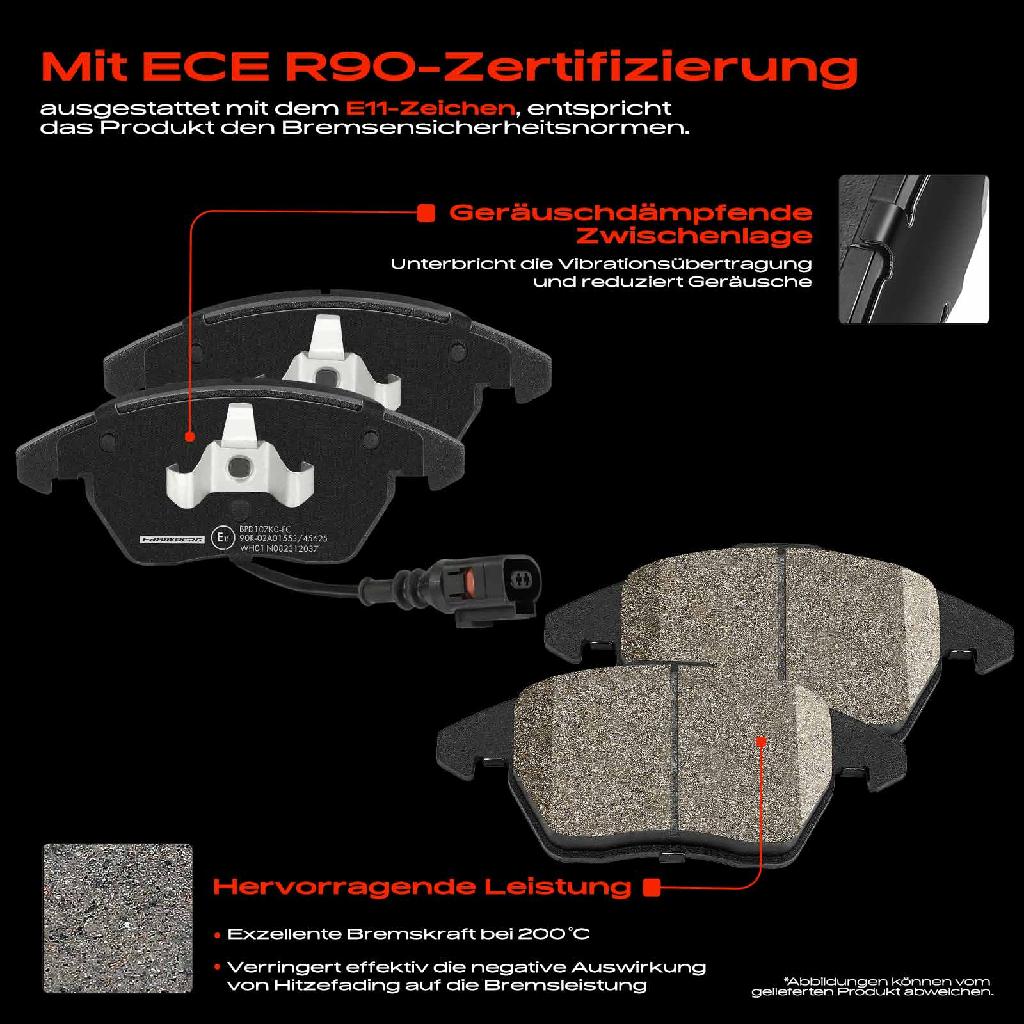 4x Bremsbeläge Vorderachse für VW Beetle Cabriolet Bora Variant Caddy III MPV 1.2L-2.0L 1997-2019
