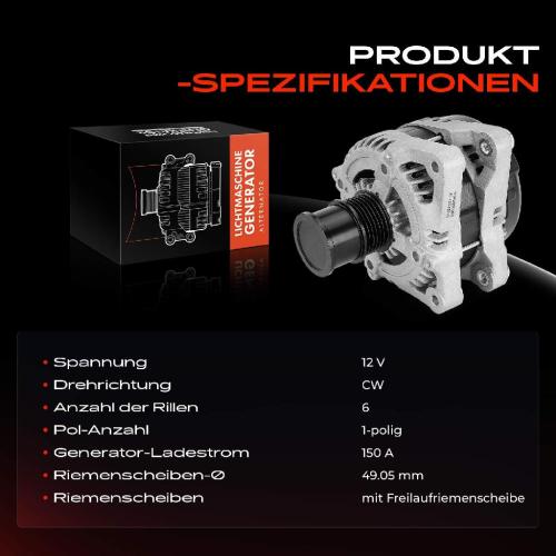 Frankberg 1x Lichtmaschine Generator für Ford Focus III Fiesta VI CB1 CCN B C-Max JK Bild Frankberg 1x Lichtmaschine Generator für Ford Focus III Fiesta VI CB1 CCN B C-Max JK