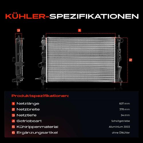 Frankberg 1x Kühler Wasserkühler Motorkühler für Opel Vectra B J96 31 38 1995-2003 Bild Frankberg 1x Kühler Wasserkühler Motorkühler für Opel Vectra B J96 31 38 1995-2003