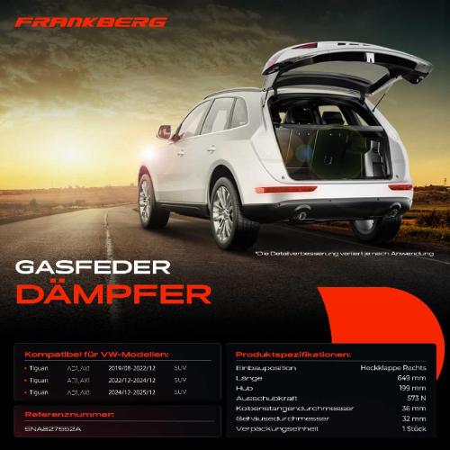 Frankberg 1x Gasfeder D mpfer Heckklappe Rechts f r VW Tiguan AD1 AX1 SUV Bj ab 2019 Bild Frankberg 1x Gasfeder D mpfer Heckklappe Rechts f r VW Tiguan AD1 AX1 SUV Bj ab 2019