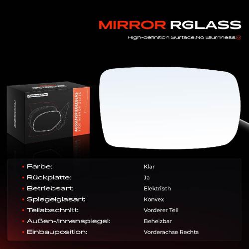 1x Spiegelglas Außenspiegel rechts für VW Transporter V Kasten Pritsche/Fahrgestell Bild 1x Spiegelglas Außenspiegel rechts für VW Transporter V Kasten Pritsche/Fahrgestell