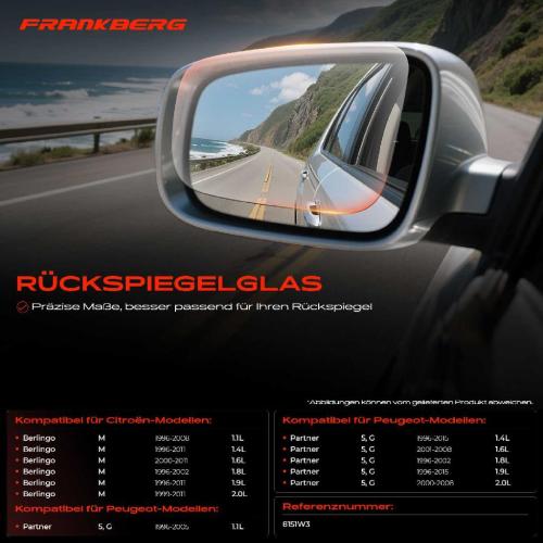 1x Spiegelglas Außenspiegel links für Citroën Berlingo/Berlingo First Kasten/MPV Peugeot Bild 1x Spiegelglas Außenspiegel links für Citroën Berlingo/Berlingo First Kasten/MPV Peugeot