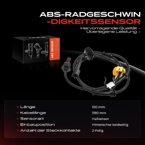 1x ABS Sensor Hinterachse beidseitig für Chrysler Voyager IV 2.4L 2.5L 2.8L 3.0L 3.3L 3.8L 1999-2008 Bild 1x ABS Sensor Hinterachse beidseitig für Chrysler Voyager IV 2.4L 2.5L 2.8L 3.0L 3.3L 3.8L 1999-2008