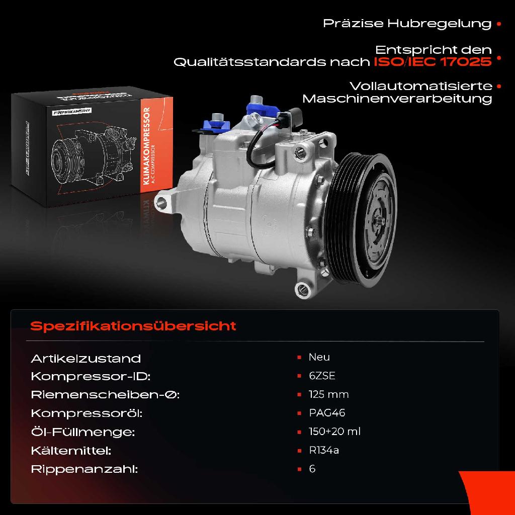 1x Klimakompressor für Audi A4 8K2 B8 8EC A5 A6 4F2 C6 4G5 4GD A7 4GA 4GF