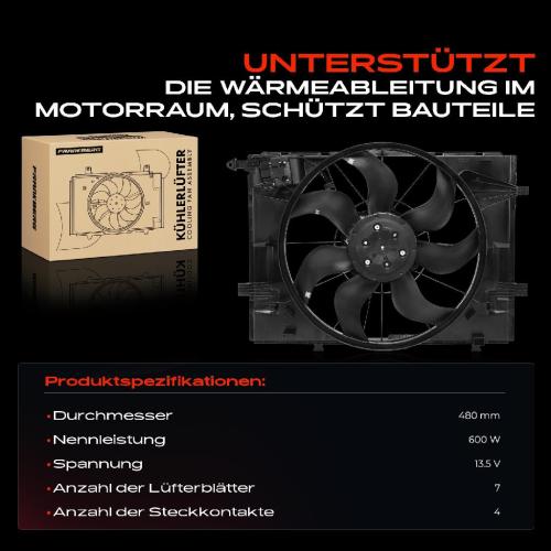 Frankberg 1x Motorkühller Einfachlüfter mit Kühlerlüfterrahmen Mercedes-Benz W205 W205 A205 S205 S213 X253 Bild Frankberg 1x Motorkühller Einfachlüfter mit Kühlerlüfterrahmen Mercedes-Benz W205 W205 A205 S205 S213 X253