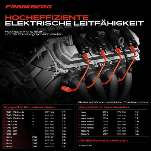 5x Zündleitungssatz Zündkabel für Lada 1200-1500 1200-1600 Nova Toscana 2107 Bild 5x Zündleitungssatz Zündkabel für Lada 1200-1500 1200-1600 Nova Toscana 2107