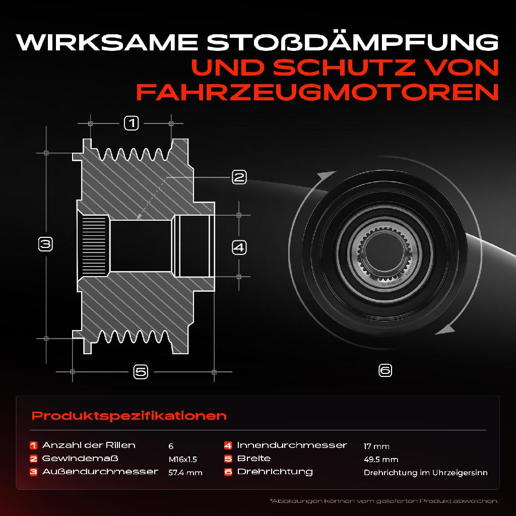 1x Generatorfreilauf Lichtmaschine für Citroën C5 C6 Peugeot 407 607 2.7L 2004-2011