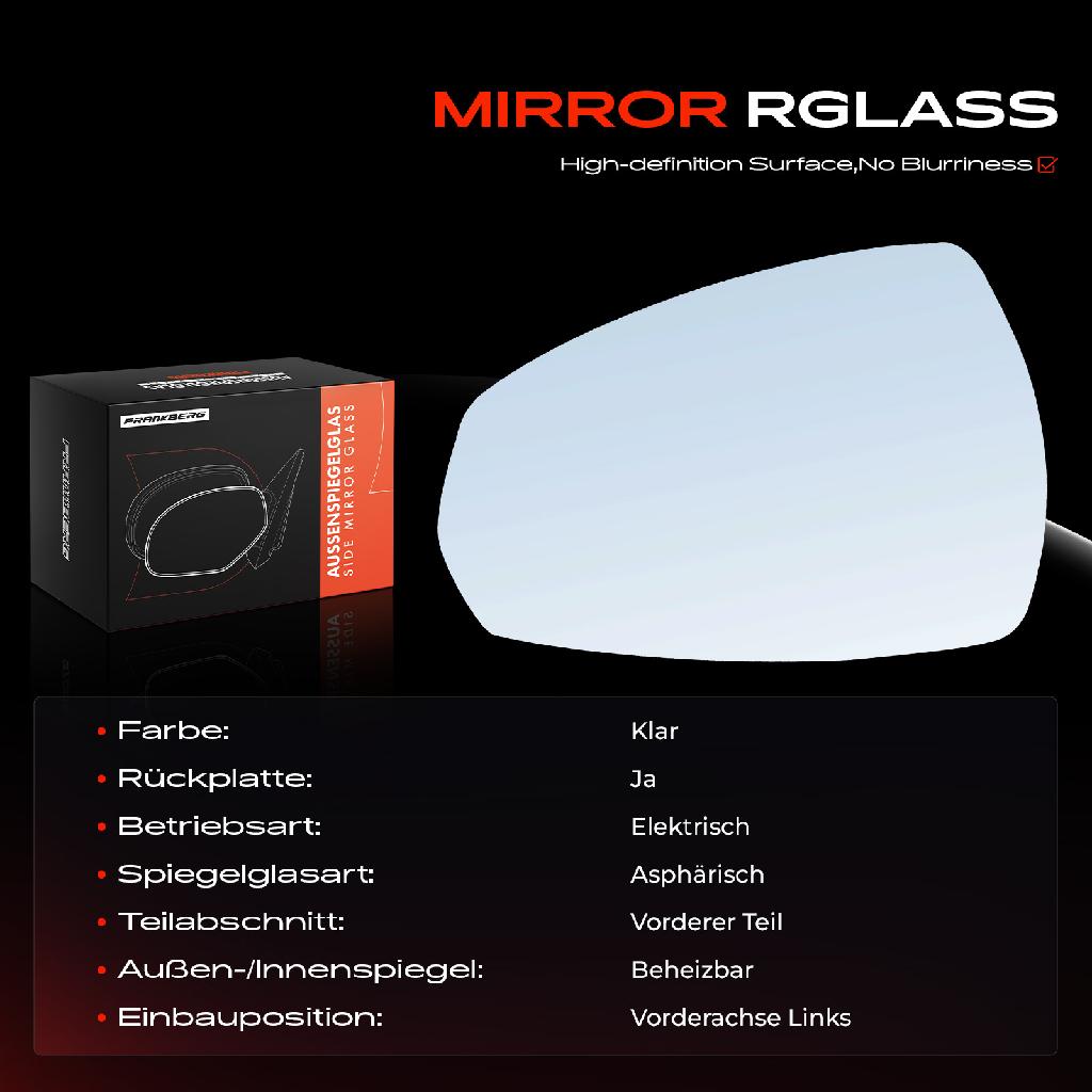 1x Spiegelglas Außenspiegel links für Audi A3 Cabriolet Sportback 8V1 8VK 2012-2020