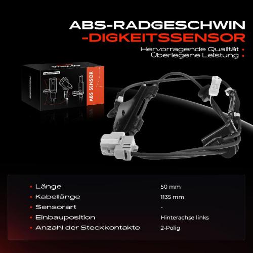 Frankberg 1x ABS Sensor Hinterachse links für Toyota Auris E15 Verso R2 1.4L 1.6L 2.0L 2.2L 1.8L 2006-2018 Bild Frankberg 1x ABS Sensor Hinterachse links für Toyota Auris E15 Verso R2 1.4L 1.6L 2.0L 2.2L 1.8L 2006-2018