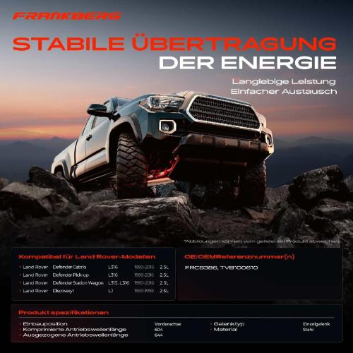 1x Kardanwelle Gelenkwelle Vorderachse für Land Rover Defender Cabrio Pick-up Station Wagon Discovery I Bild 1x Kardanwelle Gelenkwelle Vorderachse für Land Rover Defender Cabrio Pick-up Station Wagon Discovery I