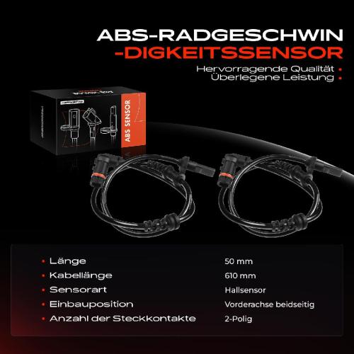 2x ABS Sensor Vorne für Mercedes-Benz A-Klasse W169 B-Klasse W245 1.5L 2.0L 1.7L 2004-2012 Bild 2x ABS Sensor Vorne für Mercedes-Benz A-Klasse W169 B-Klasse W245 1.5L 2.0L 1.7L 2004-2012