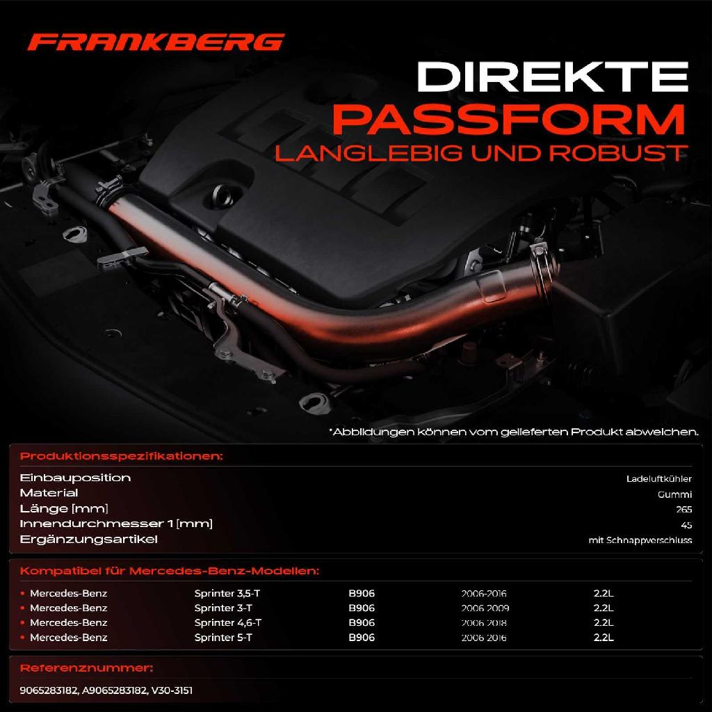 1x Kühlerschlauch Turboschlauch für Mercedes-Benz Sprinter 3,5-T Bus Kasten Pritsche/Fahrgestell B906