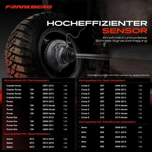 Frankberg 1x ABS Sensor Vorderachse beidseitig für Alfa Romeo Brera Mito Fiat Grande Punto Van Evo Opel Adam Corsa D E Bild Frankberg 1x ABS Sensor Vorderachse beidseitig für Alfa Romeo Brera Mito Fiat Grande Punto Van Evo Opel Adam Corsa D E