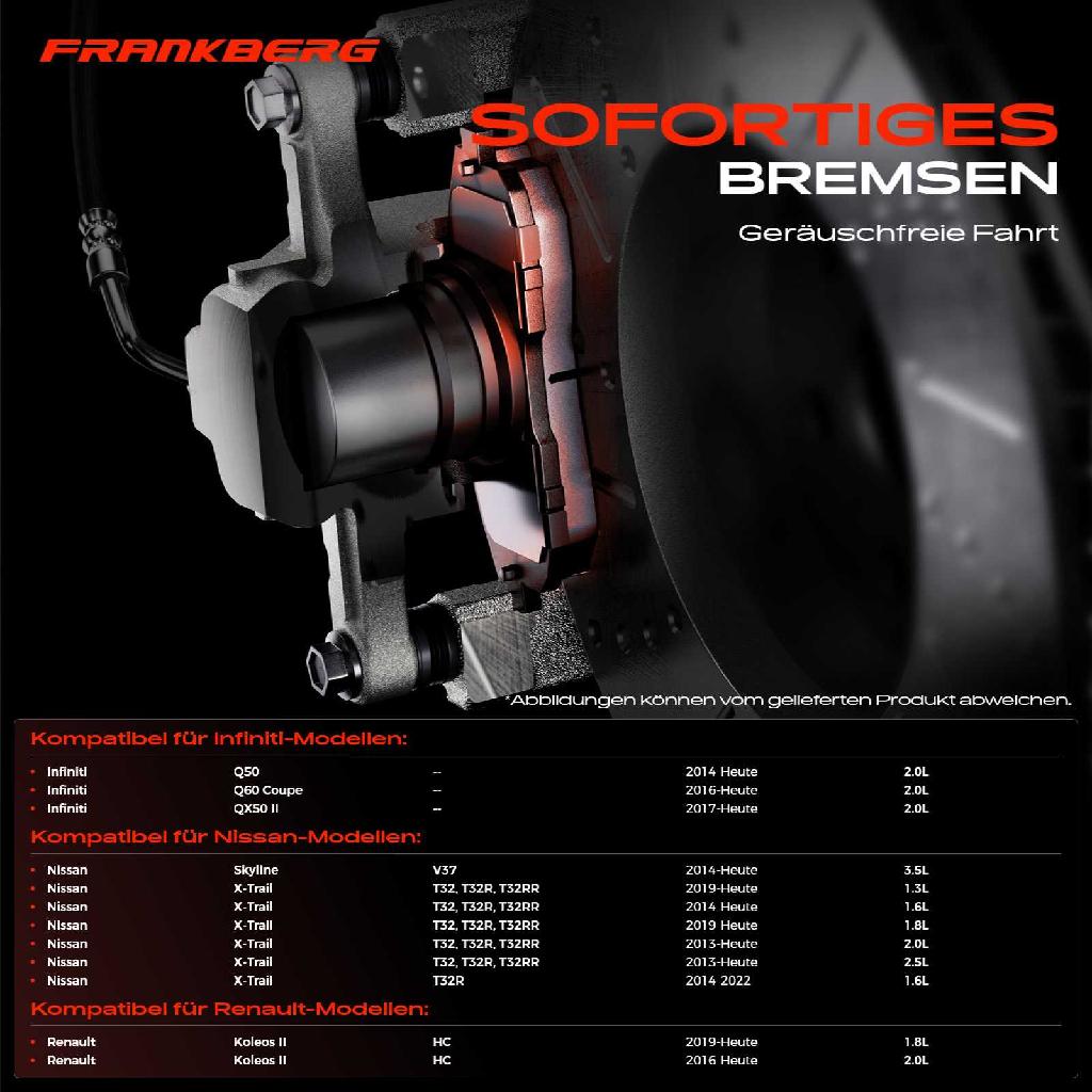 4x Bremsbeläge Vorderachse für Infiniti Q50 Q60 Coupe QX50 II Nissan Skyline X-Trail Renault Koleos