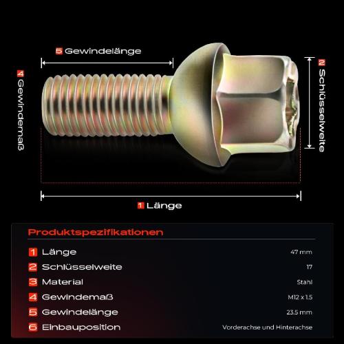 Frankberg 4x Radschraube für Audi A2 VW Golf Jetta Polo Passat Vento Seat Ibiza Bild Frankberg 4x Radschraube für Audi A2 VW Golf Jetta Polo Passat Vento Seat Ibiza