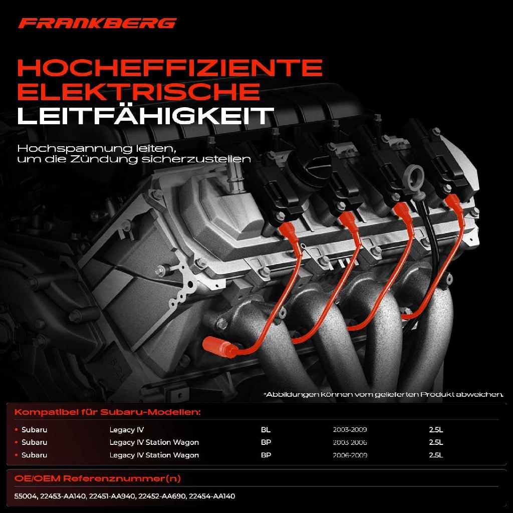 4x Zündleitungssatz Zündkabel für Subaru Legacy IV Station Wagon BL BP 2.5L