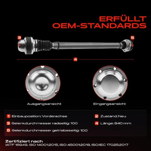 1x Antriebswelle Vorderachse für Jeep Grand Cherokee II WG WJ 2.7L 3.1L 1999-2005 Bild 1x Antriebswelle Vorderachse für Jeep Grand Cherokee II WG WJ 2.7L 3.1L 1999-2005