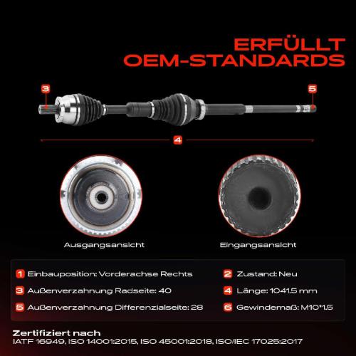 1x Antriebswelle Vorderachse Rechts für Volvo XC90 I 275 2.4L 2.5L 2002-2013 Bild 1x Antriebswelle Vorderachse Rechts für Volvo XC90 I 275 2.4L 2.5L 2002-2013