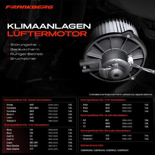 Frankberg 1x Gebläsemotor Innenraumgebläse für VW Golf IV Variant Polo Audi A3 TT Seat Arosa Cordoba Seat Leon Bild Frankberg 1x Gebläsemotor Innenraumgebläse für VW Golf IV Variant Polo Audi A3 TT Seat Arosa Cordoba Seat Leon