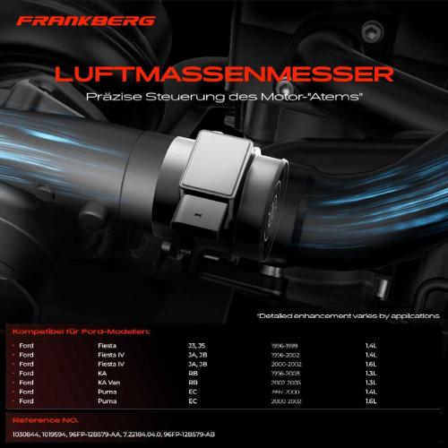 1x Luftmassenmesser für Ford Fiesta J3 J5 Fiesta IV JA JB KA RB KA Van Puma EC 1.4L 1.6L 1.3L 1996-2008 Bild 1x Luftmassenmesser für Ford Fiesta J3 J5 Fiesta IV JA JB KA RB KA Van Puma EC 1.4L 1.6L 1.3L 1996-2008
