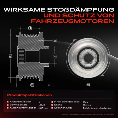 1x Generatorfreilauf Lichtmaschine für Ford Focus Turnier 2.0L Bild 1x Generatorfreilauf Lichtmaschine für Ford Focus Turnier 2.0L