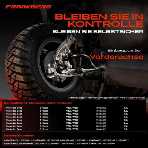 1x Querlenker Satz Vorderachse für Mercedes-Benz S-Klasse V220 W220 2.8L 3.2L 3.7L 4.0L 1998-2005 Bild 1x Querlenker Satz Vorderachse für Mercedes-Benz S-Klasse V220 W220 2.8L 3.2L 3.7L 4.0L 1998-2005