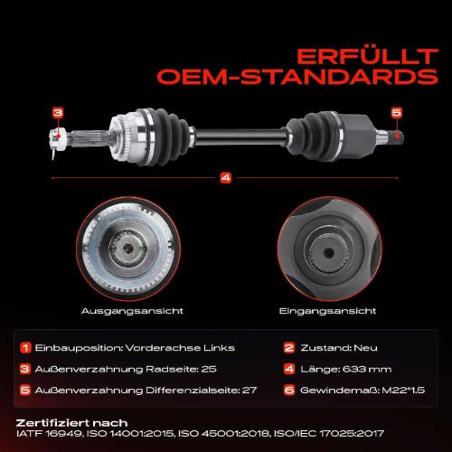 Frankberg 1x Antriebswelle Vorderachse Links für KIA Rio II Stufenheck JB 1.5L 2005-2011 Bild Frankberg 1x Antriebswelle Vorderachse Links für KIA Rio II Stufenheck JB 1.5L 2005-2011