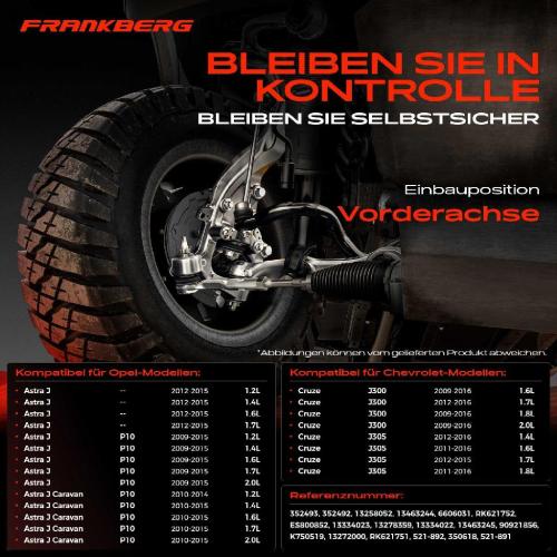 Frankberg 1x Querlenker Satz Vorderachse für Chevrolet Cruze Schrägheck Station Wagon Opel Astra J Caravan Stufenheck Bild Frankberg 1x Querlenker Satz Vorderachse für Chevrolet Cruze Schrägheck Station Wagon Opel Astra J Caravan Stufenheck