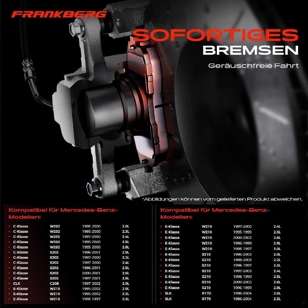 4x Bremsbeläge Vorderachse für Mercedes-Benz C-Klasse W202 S202 C208 A208 W210 S210 R170 1993-2004